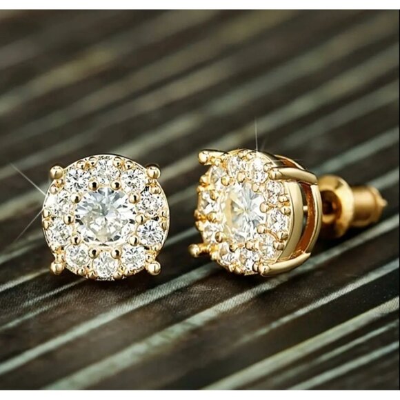 Shiny Round Shaped Stud Earrings Embellished With Simple Leisure Style - Picture 1 of 4